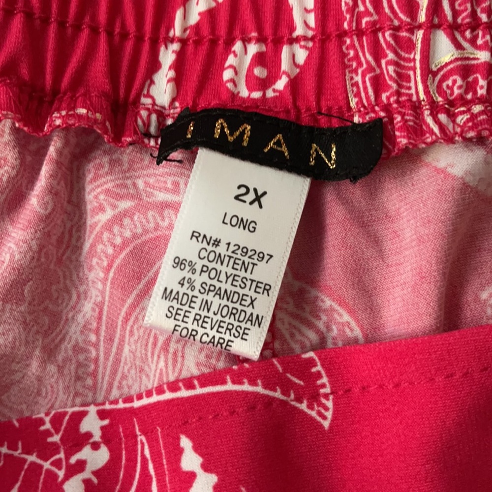 IMAN Pink Paisley Long Tall Pants Plus Size 2X 18 - Picture 3 of 3